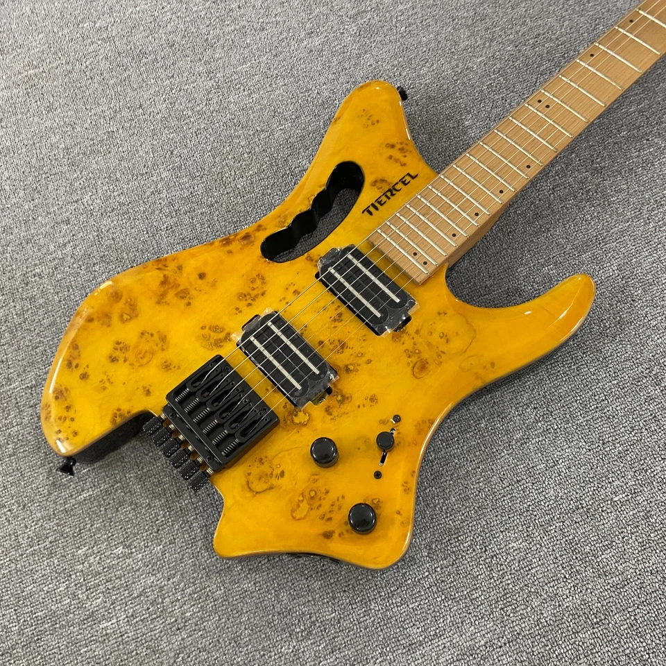 Guitarra eléctrica sin cabeza de madera de traste de arce sin logotipo HH PICKUP cuerpo sólido Foto 4 de 4