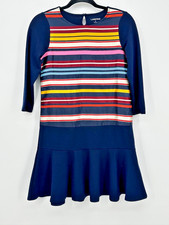 Lands End Girls Rainbow Striped Dress Large 14 Colorful Artsy Sailing Nautical