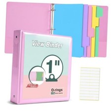 3 Ring Binder  Cute Binder Organizer with 5 Tab Dividers Fits 175 1 inch Pink