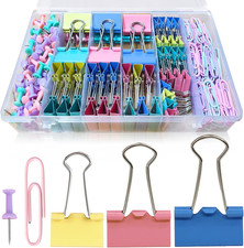 Paper Clips and Binder Clips Assorted Sizes, 240 PCS Colored Office Clips Set La