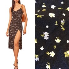 Reformation Crimini Posie Floral Sleeveless Midi Slip Dress Black Multi Women 10