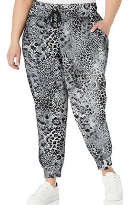 NWOT Skinny Girl Size XL Plus Jogger Sweatpant Snakeskin Blue Leopard New Yoga