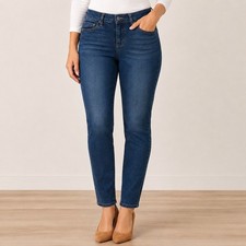 Lee Slim Fit Tapered Leg Jeans Women's Size 16 Medium Wash Stretch Denim
