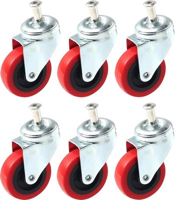 6 Pack Heavy-Duty 2.5'' Swivel Caster Wheel Creeper Service Cart Stool Post Mount