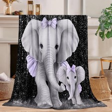Elephant Blanket Fleece Throw Soft Fuzzy Plush Cozy Warm Bedding 50x40 Inch