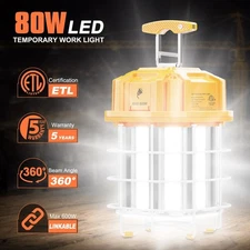 80Watt LED Temporary Work Light Construction Jobsite Lighting with ON/Off Switch