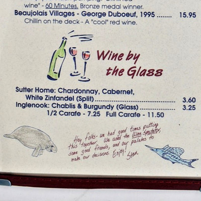 1996 Sea Critters Cafe Restaurant Menu Pass-a-Grille Way St Petersburg Florida 2