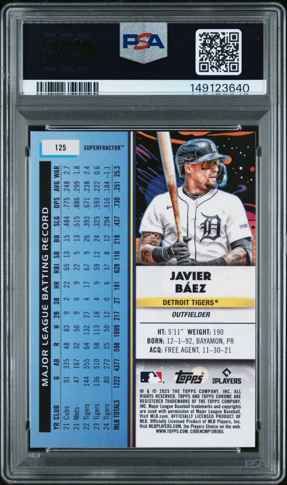 2025 Topps Cosmic Chrome Javier Báez Superfractor 1/1 PSA 10 GEM MINT 🔥 POP 1 view 4