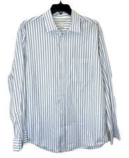Banana Republic Shirt Men  s L 16-16.5 Button-Up Blue Striped Long Sleeves Cotton