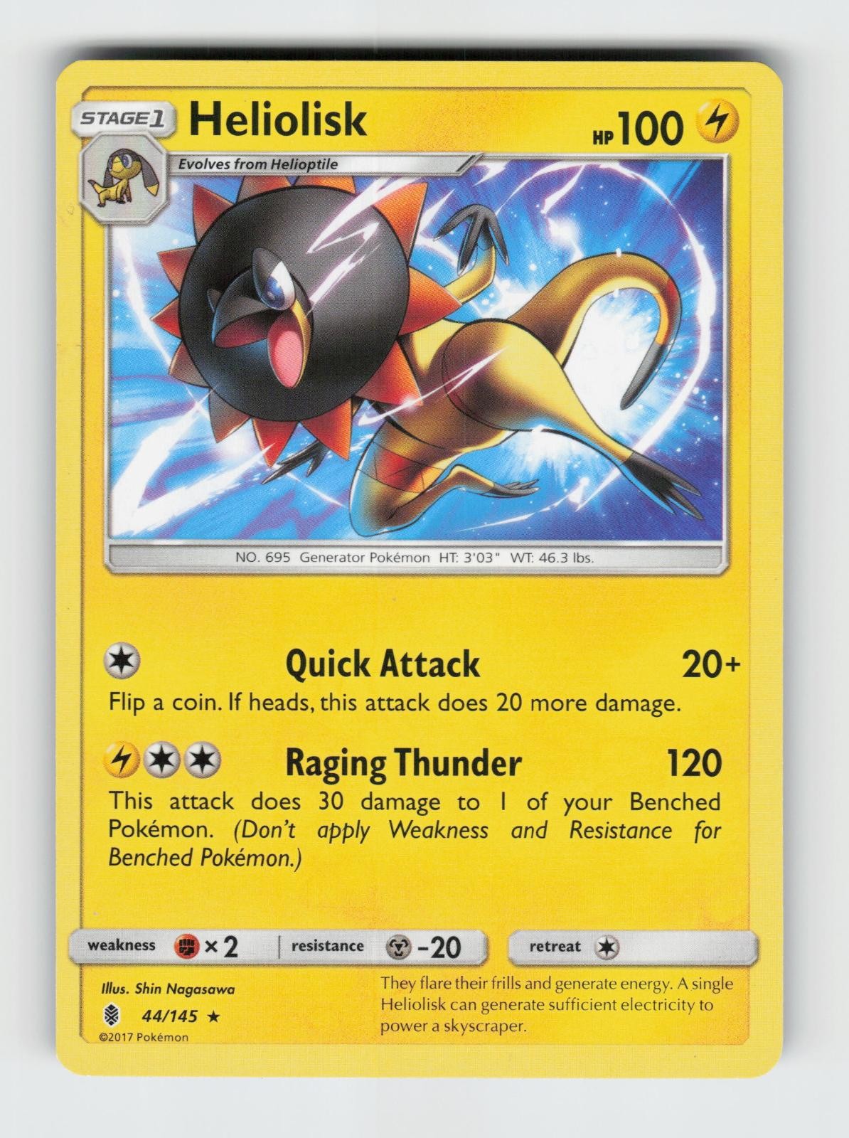 Heliolisk 44/145 Rare Guardians Rising Pokemon 2017 LP