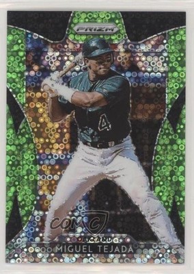 2019 Panini Prizm Tier III Lime Green Donut Circle /199 Miguel Tejada #211 02q8