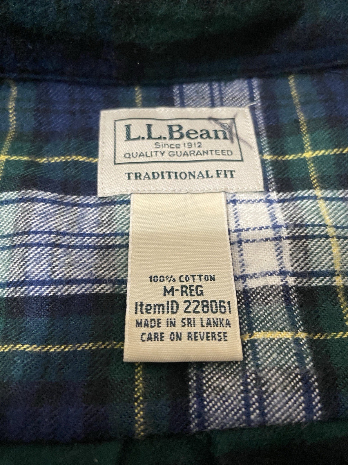 LL Bean Green / Blue Patchwork Button Down Flanne… - image 3
