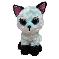 Ty Beanie Boos 6" Atlas AQUA Chevron FOX SMALL Plush Animal Toy