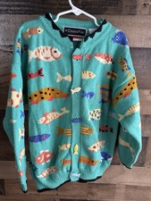 Christine Foley Fish Sweater Cardigan Childrens 7-8 Coastal
