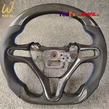 Carbon Fiber Leather Blue Stitching Steering Wheel For Honda Civic 2006-2011 Carbon Fiber Leather Blue Stitching Steering Wheel For Honda Civic 2006-2011