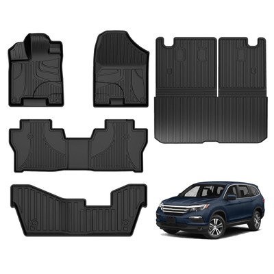 Floor Mats Compatible with 2016-2022 Honda Pilot 8 Seats Cargo with Backrest Mat