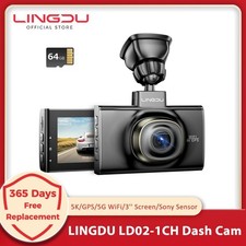 LINGDU 5K Dash Camera Wi-Fi GPS 24H Parking Mode Night Vision w/Free 64G TF Card