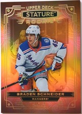 2022-23 UD Stature Orange Rookie Braden Schneider /15 New York Rangers RC