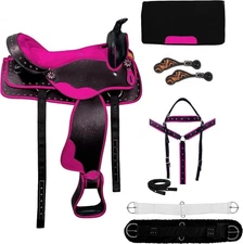 Western Barrel Synthetic Cordura Horse Saddle with all set incuding saddle pad