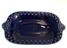 Longaberger Cobalt Blue Platter Ceramic Stars Shield Americana Made In USA
