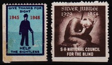 2 vintage poster stamps  1945-1954 Blind Welfare Campaign, South Africa   /0304
