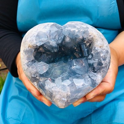 3.76LB Natural Blue Celestite Geode Quartz Crystal Mineral Specimen Healing