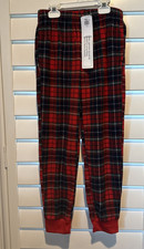 NWT Old Navy Unisex Red Blue Plaid Soft Fleece Cuffed Pajama PJ Pants Size 8