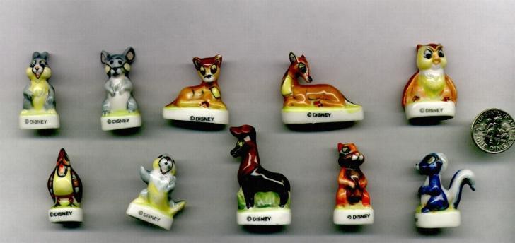 Bambi Disney Old Seltene Set 10 Figure Miniaturansichten 3cm Porzellan FEVES 7090₽