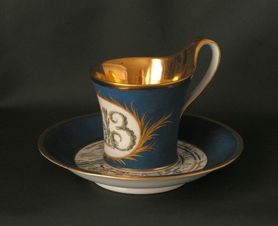 KPM Berlin, Erinnerungstasse Völkerschlacht von 1813 mit Untertasse, 1. W., 1913