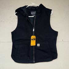 Carhartt Women's Vest L 12-14 Relaxed Fit OV3837-W washed Duck Hooded Vest NWT