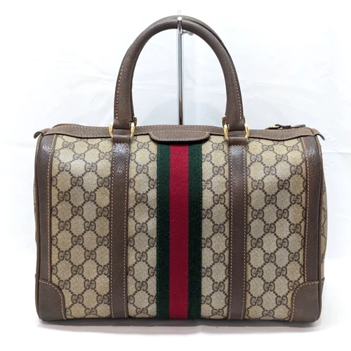 Gucci GG Supreme Canvas Boston Bag Sherry Line Brown 067 Women's Authentic