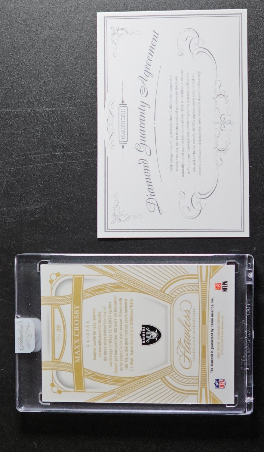 MAXX CROSBY 2024 PANINI FLAWLESS DIAMOND GEM 1/1 #39 RAIDERS Q4374 view 2