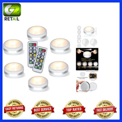 Dimmable Under Cabinet Puck Lights - 6 Pack with Remote, Timer, Auto Off Feature