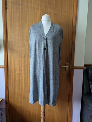 MASAI Lilly ärmellose Weste Duster L UK 16-18 Neu mit Etikett ausverkauft 100% Merinowolle grau