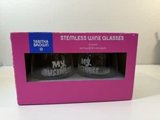 Tabitha Brown Stemless Wine Glasses Set Of 2 Etched with" My Business " NEW