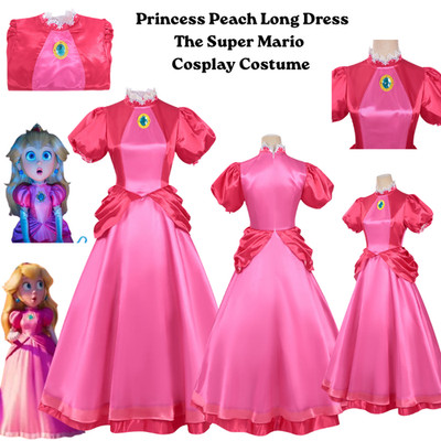 The Super Mario Galaxy Movie Princess Peach Long Dress Cosplay Costume Halloween