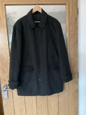 Men's Woolen Overcoat M Dark Grey Herringbone Single Breasted Winter Coat