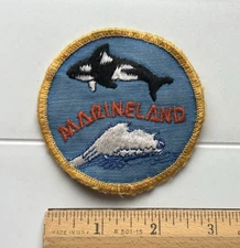 Vintage Marineland California Marine Park Killer Whale Round Patch Badge