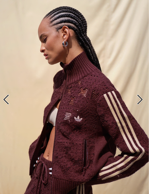 adidas Originals x ASOS XXL Crochet Knitted Track Jacket Burgundy