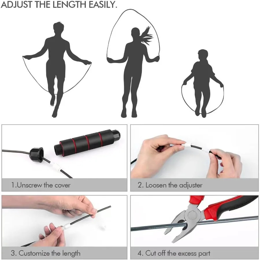 Jump RopeAdjustable Jumping Rope Tangle Free Fast Ball Bearings ...