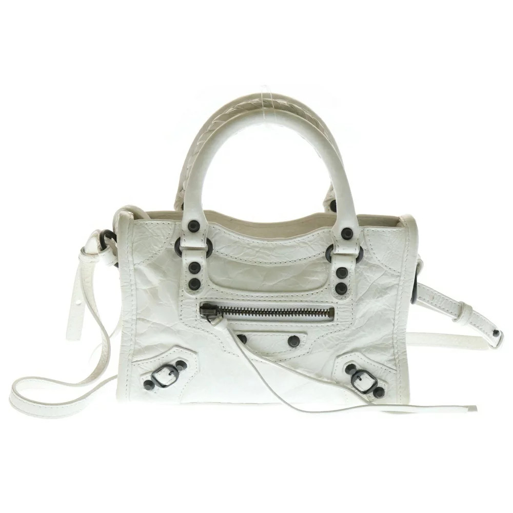 BALENCIAGA Le City Lambskin Shoulder Bag White