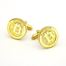 Men's Gold Bitcoin Cufflinks Business Gold Plated Coin Cufflinks Formal Wedding