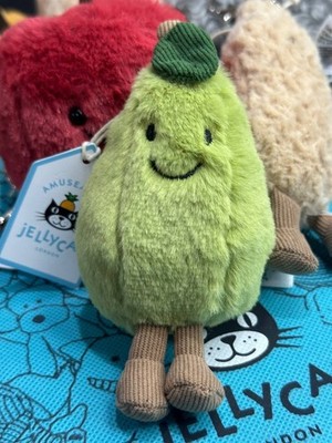 Jellycat Amuseables Pear Bag Charm Plush Keychain Green NWT Cute