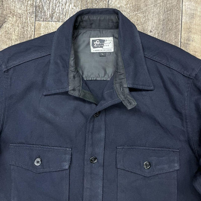 Engineered Garments L Navy Wool CPO Shirt with Chin Strap Engineered Garments L Navy Wool CPO Shirt with Chin Strap