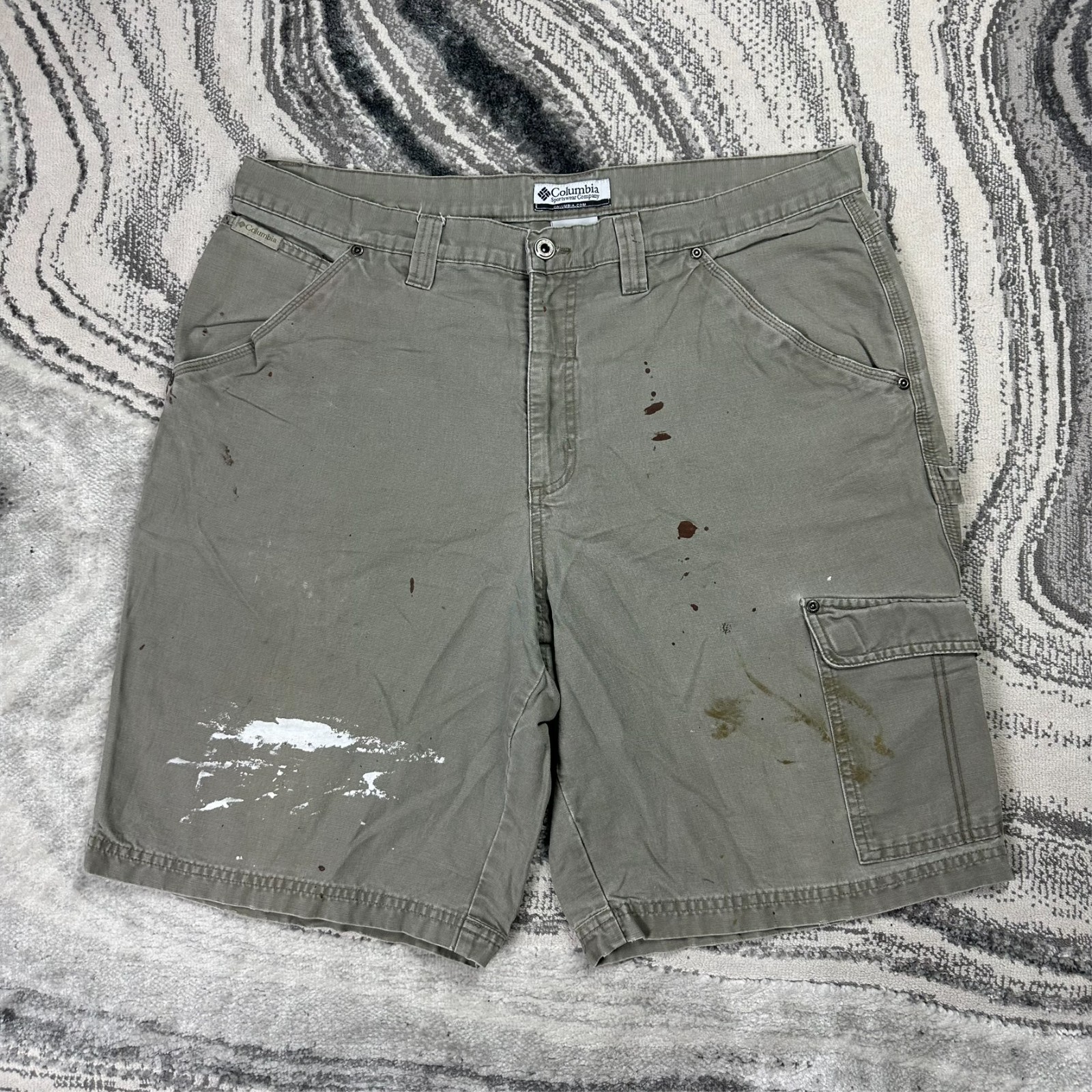 Vintage Columbia Sportswear 2000's Y2K Grey Canvas Sz 38 Carpenter Cargo Shorts image 2