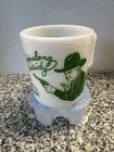 Vintage 1950’s Hopalong Cassidy White Milk Glass Cup Mug Green Western