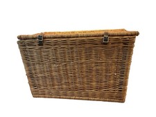 Large Lidded Wicker Storage Trunk /Basket /Hamper -leather Straps L67xH42xW43cm
