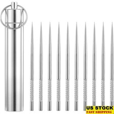 Reusable Stainless Steel Toothpick Set Portable Travel Tool Ergonomic Compact US