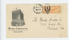 Mr Fancy Cancel Hotel Charlotte Charlotte NC Air Mail 1934 Cvr #5672