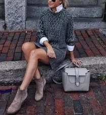 Hinge Charcoal Grey Cable Knit Sweater Dress Dark Academia Fall Cozy Size Medium